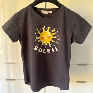 Bonpoint Charcoal Tee with Yellow Sun Graphic
